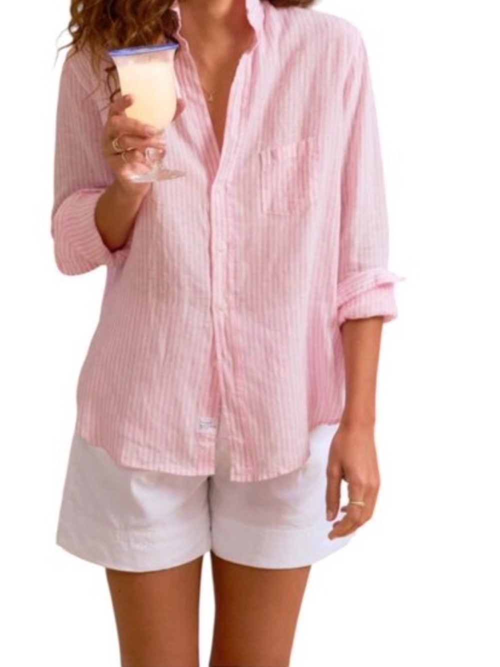 Frank & Eileen Relaxed Fit Linen Stripe Long Sleeve Collared Button Up Shirt